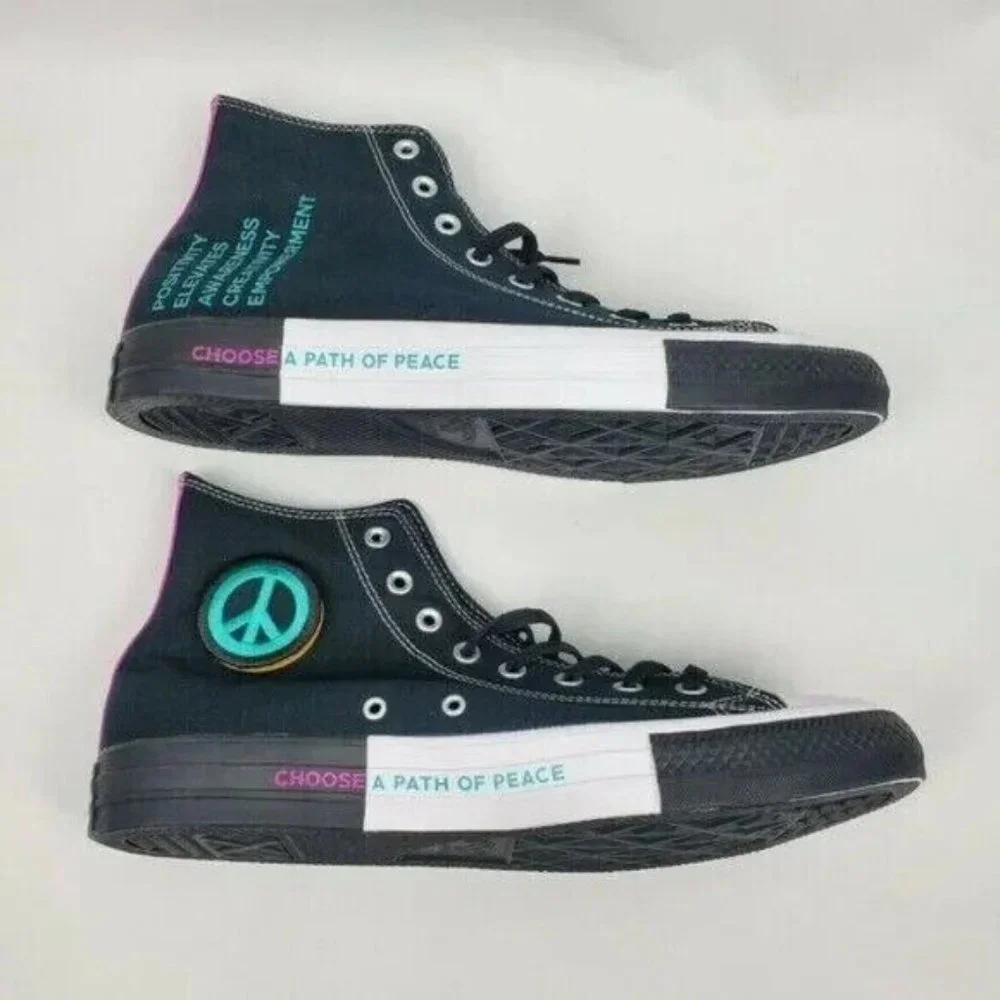 Converse Chuck Taylor All Stars Seek Peace Sneakers Mens 11.5 Black 166535F